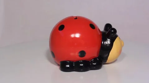 Ladybug money box rotating Stock Footage 7731456