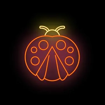 Ladybug neon icon glowing light sign design Stock Illustration
