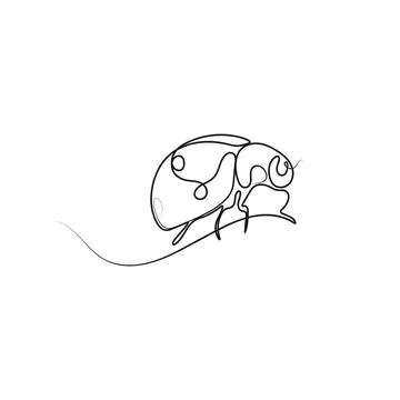 Ladybug in one line art drawing style. Stock Illustration