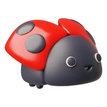 Ladybug or ladybird insect realistic 3D vector icon, cartoon cute red beetle Stock Illustration