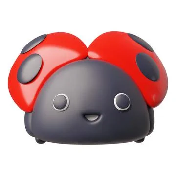 Ladybug or ladybird realistic 3D vector icon, cartoon red beetle with black dots Stock Illustration