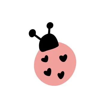 Ladybug or ladybird scandinavian vector graphic illustration, isolated. Cute Stock Illustration