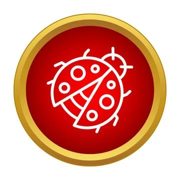 Ladybug outline drawing inside red circle icon Stock Illustration
