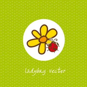 Ladybug over flower over green background. vector illustration Ilustração Stock