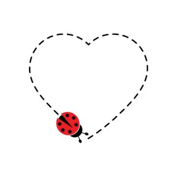 Ladybug   path. ladybug   fly  heart route. heart path vector icon Stock Illustration