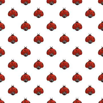 Ladybug pattern background with red insect beetles Illustrazione stock