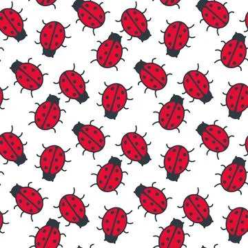 Ladybug pattern color doodle sketch illustration Illustrazione stock