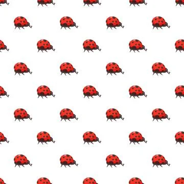 Ladybug pattern creating seamless insect background design Illustrazione stock
