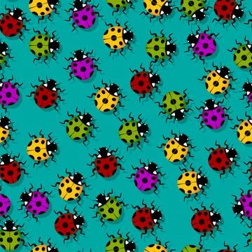 Ladybug pattern Cute little ladybugs in colors, seamless tile Copyright: x... Stock Photos