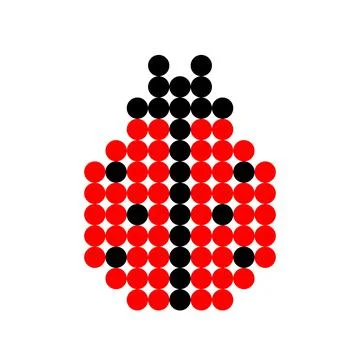 Ladybug pattern. Dots pixel ladybug image. Vector Illustration of pixel art. イラスト素材
