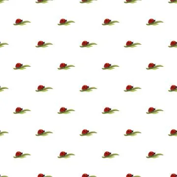 Ladybug pattern repeating on white background covering surface Stock Illustration