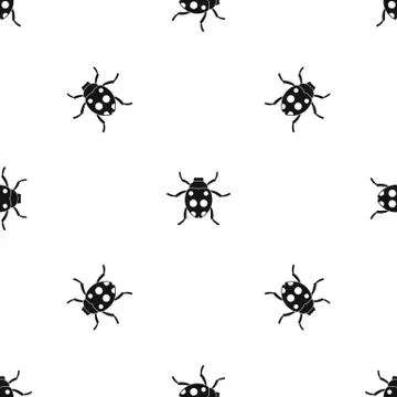 Ladybug pattern seamless black Stock Illustration