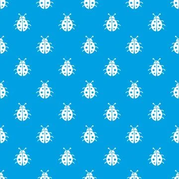 Ladybug pattern seamless blue Stock Illustration