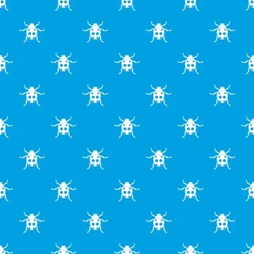 Ladybug pattern seamless blue Stock Illustration