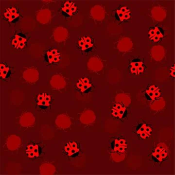 Ladybug pattern seamless. bug background cartoon style. Children cloth textur Illustrazione stock