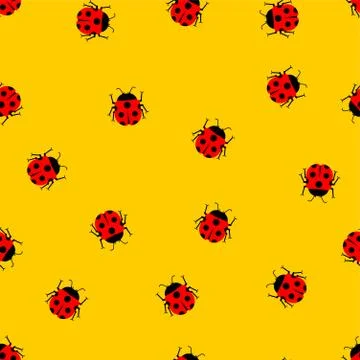 Ladybug pattern seamless. bug background cartoon style. Children cloth textur Ilustración de archivo