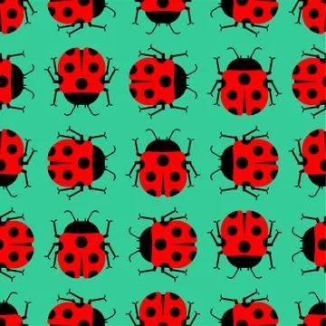 Ladybug pattern seamless. bug background cartoon style. Children cloth textur イラスト素材