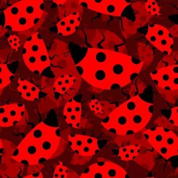 Ladybug pattern seamless. Red small bug background. beetle vector texture Ilustración de archivo