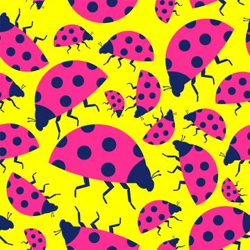 Ladybug pattern seamless. Red small bug background. beetle vector texture Illustrazione stock