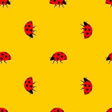 Ladybug pattern seamless. Red small bug background. beetle vector texture Ilustración de archivo