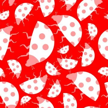 Ladybug pattern seamless. Red small bug background. beetle vector texture Stock Illustration