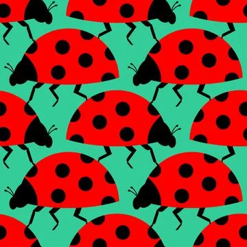 Ladybug pattern seamless. Red small bug background. beetle vector texture Ilustración de archivo