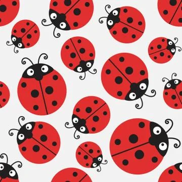 Ladybug pattern, vector seamless ladybird design Stock Illustration
