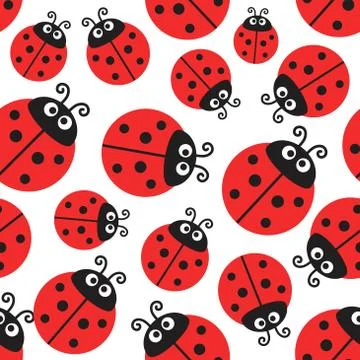Ladybug pattern, vector seamless wrapping paper Stock Illustration