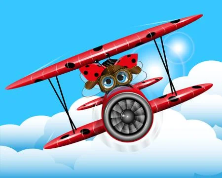 Ladybug on a plane Stock Illustration