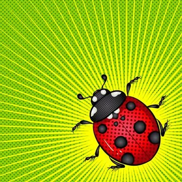 Ladybug poster in retro style Stock Illustration