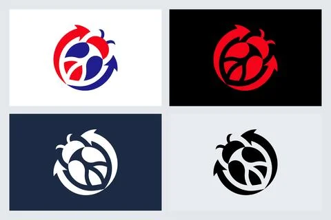 Ladybug Recycling Logo Icon Set Stock Illustration