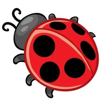 Ladybug red with black dots, cartoon illustration, isolated object on a white Stock Illustration