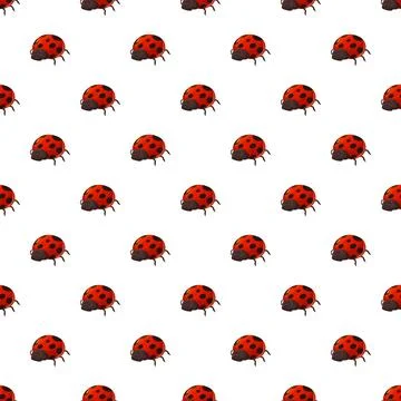 Ladybug repeating seamless pattern on white background イラスト素材