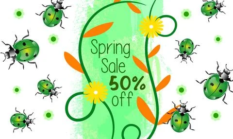 Ladybug sales banner Stock Illustration