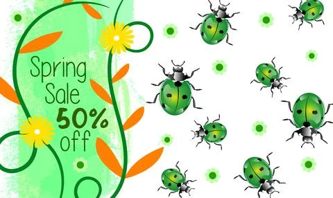 Ladybug sales banner Stock Illustration