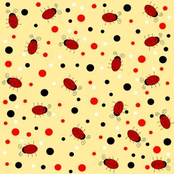 Ladybug seamless pattern, abstract texture; vector art illustration Illustrazione stock