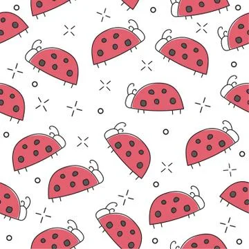 Ladybug seamless pattern, abstract texture. vector art illustration Stock Illustration