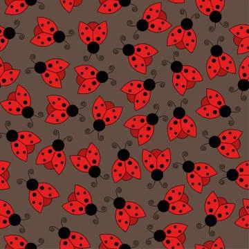 Ladybug seamless pattern art background Stock Illustration