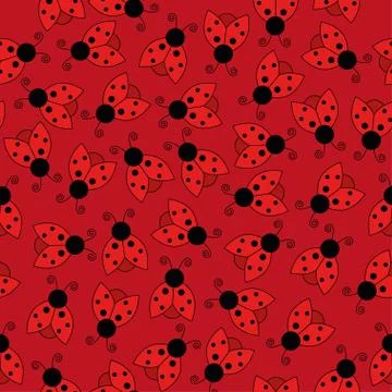 Ladybug seamless pattern art background Stock Illustration