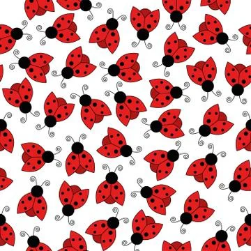 Ladybug seamless pattern art background Stock Illustration