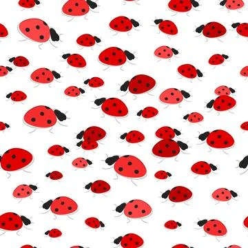 Ladybug seamless pattern. Cartoon ladybug. Stock Illustration
