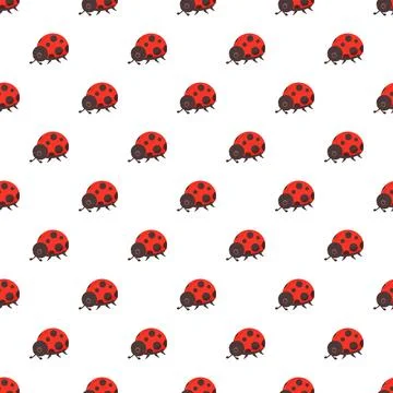 Ladybug seamless pattern creating repeating insect background Stock Illustration