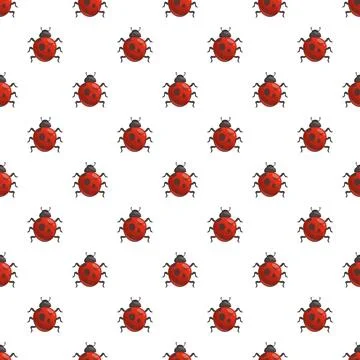Ladybug seamless pattern creating a repeating nature background Stock Illustration