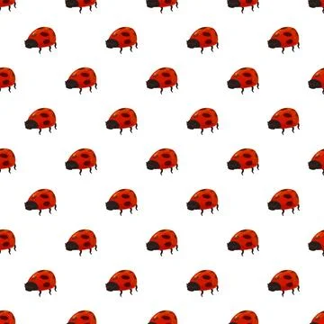 Ladybug seamless pattern creating repeating insect background Stock Illustration