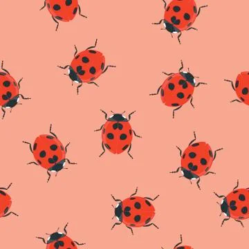 Ladybug Seamless Pattern Stock Illustration