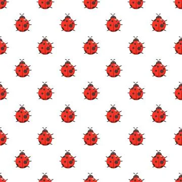 Ladybug seamless pattern with red beetles and black spots Illustrazione stock