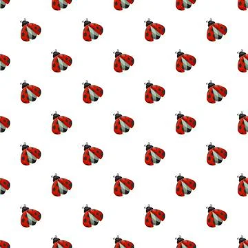 Ladybug seamless pattern on white background 스톡 일러스트