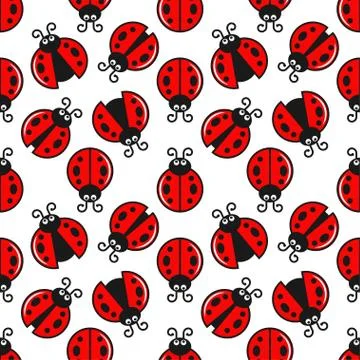 Ladybug Seamless On White Design Background. Stock Illustration