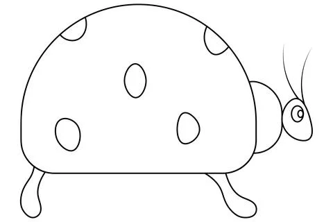 Ladybug. Side view. Sketch. Insect with antennae and spots on the back. Stock Illustration