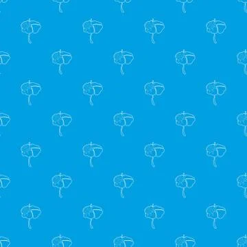 Ladybug sits on a flower pattern vector seamless blue Stock Illustration
